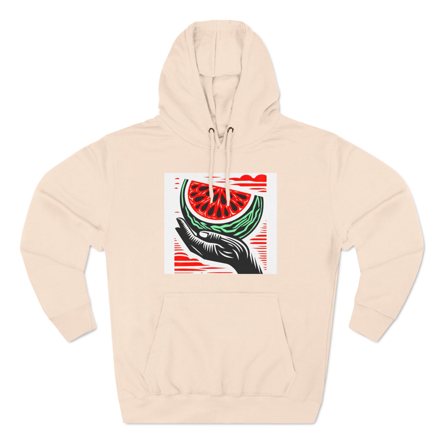 Handheld Melon Three-Panel Fleece Hoodie