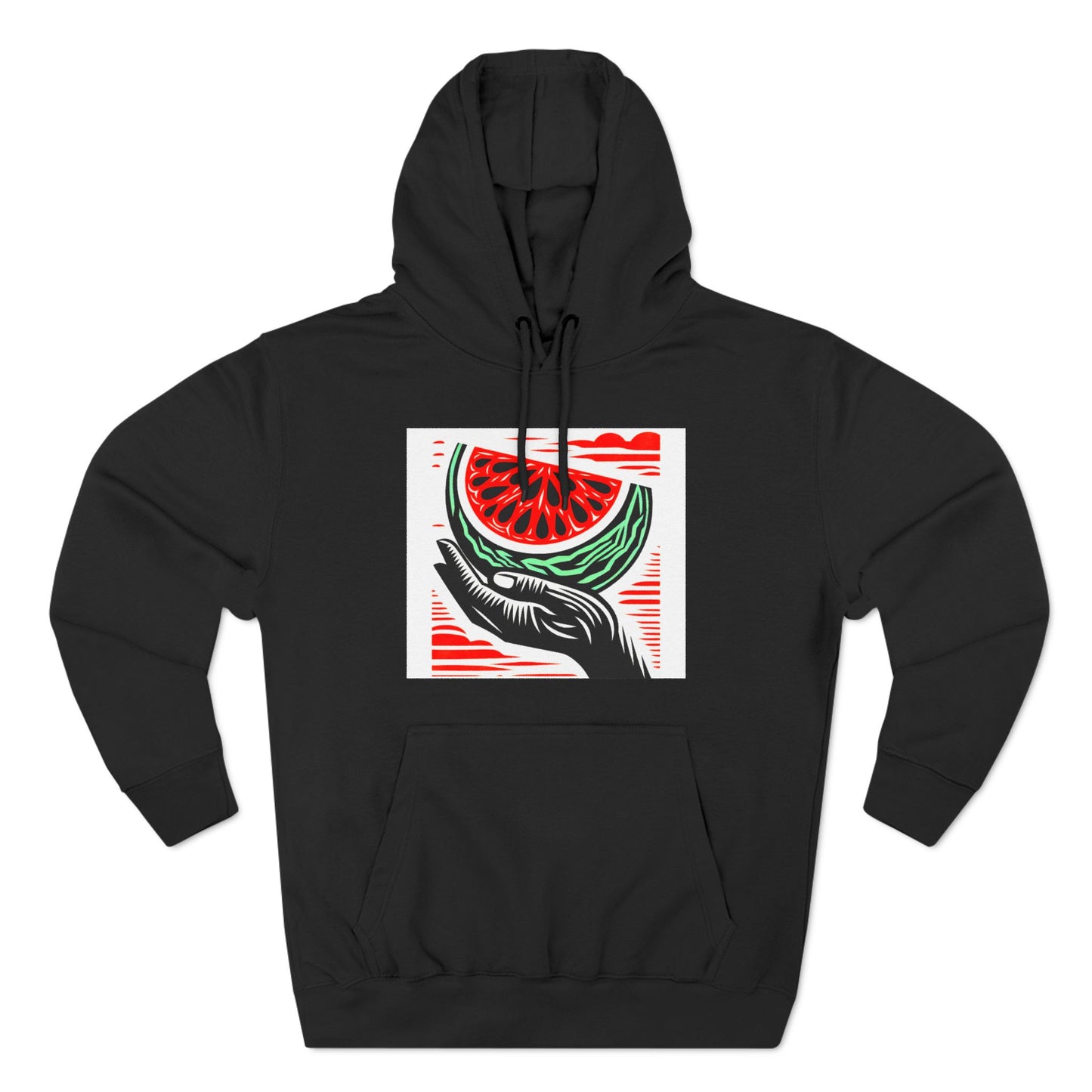 Handheld Melon Three-Panel Fleece Hoodie