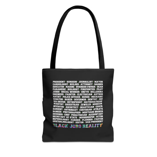 Black Jobs Reality Tote Bag (AOP)